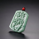 Natural Stone Magpie and Peony Pendant Necklace for Joyful Union and Auspicious Blessings