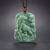 Natural Tiger Stone Zodiac Pendant Necklace for Courage and Protection