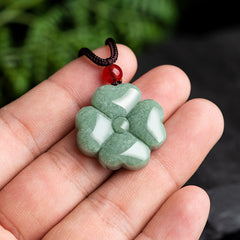 Lucky Four-leaf Clover Pendant – Natural Stone Necklace for Good Fortune & Harmony