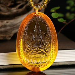 Elegant Guanyin Bodhisattva Rat Pendant Necklace - Spiritual Protection & Harmony