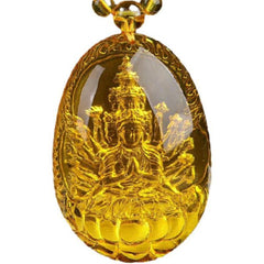 Elegant Guanyin Bodhisattva Rat Pendant Necklace - Spiritual Protection & Harmony