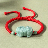 Natural Stone Pixiu Charm Rope Bracelet - Couples' Gift for Energy Healing & Protection