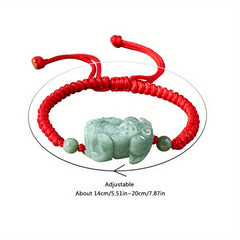Natural Stone Pixiu Charm Rope Bracelet - Couples' Gift for Energy Healing & Protection