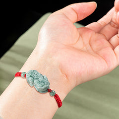 Natural Stone Pixiu Charm Rope Bracelet - Couples' Gift for Energy Healing & Protection
