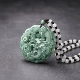 Natural Stone Pendant Necklace - Floral Engraved Talisman for Grounding Energy, Harmony, and Spiritual Connection