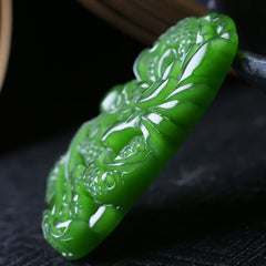 Handcrafted Green Natural Stone Pendant Necklace for Men - Fashionable Charm Jewelry