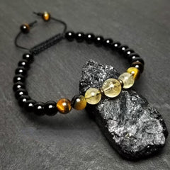 Grounding Tiger Eye & Citrine Mala Bracelet for Protection, Abundance, and Positive Energy