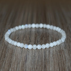 1pc Elegant White Moonstone Beaded Bracelet - Stretchable Layering Design for Women