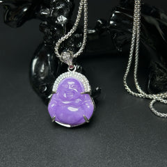 Joyful Green Stone Laughing Buddha Pendant for Prosperity, Happiness & Positive Energy