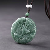 Natural Stone Nine Dragon Guardian Pendant Double-Sided Carving Symbol of Protection and Sovereign Energy