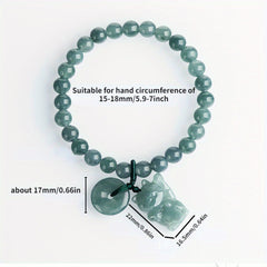 1pc Green Natural Stone Bracelet - New Year Gift for Harmony & Prosperity