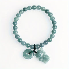 1pc Green Natural Stone Bracelet - New Year Gift for Harmony & Prosperity