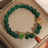 Vintage Green Agate Bracelet for Heart Chakra Healing, Abundance, and Positive Energy Flow