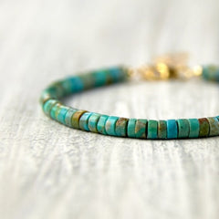 Genuine Turquoise Minimalist Bracelet - Blue Gemstone for Spiritual Harmony & Protection