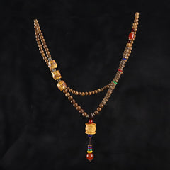 Natural Black Sandalwood Dragon Pillar Pendant Necklace - Ethnic-Inspired Good Luck Charm