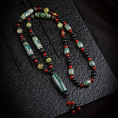 Incorporates spiritual benefits (protection, harmony, vitality) with an eye-catching gradient.