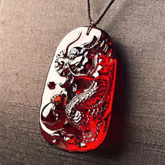 Stylish Men's Dragon Amber Pendant Necklace - Bohemian Style Wealth Talisman