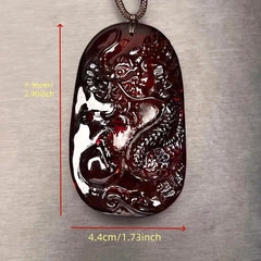 Stylish Men's Dragon Amber Pendant Necklace - Bohemian Style Wealth Talisman
