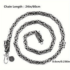 Viking Dragon Head Pendant Necklace (24in) – Grounding & Spiritual Harmony Amulet