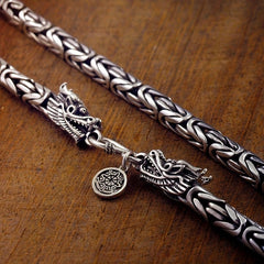 Viking Dragon Head Pendant Necklace (24in) – Grounding & Spiritual Harmony Amulet