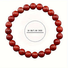 1pc Natural Red Jasper Beaded Bracelet - Handmade Adjustable for Energy & Protection