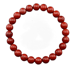 1pc Natural Red Jasper Beaded Bracelet - Handmade Adjustable for Energy & Protection