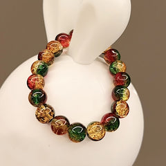 Tri-Color Energy Crystal Bracelet – Spiritual Healing, Prosperity & Balance Gift for Men and WomenIce Transparent Elastic Bead Bracelet As A Gift for Men's Fathers and Friends