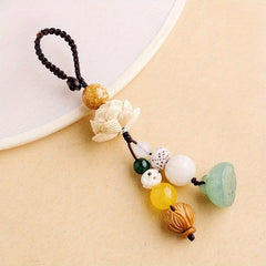 Natural Botanical Floral Keychain — Harmony, Protection & Prosperity Energy Charm