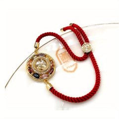 Buddha Wheel Lucky Charm Bracelet — Multicolor Gemstone Harmony & Protection Talisman