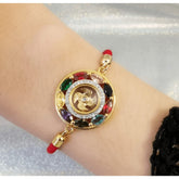 Buddha Wheel Lucky Charm Bracelet — Multicolor Gemstone Harmony & Protection Talisman