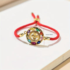Buddha Wheel Lucky Charm Bracelet — Multicolor Gemstone Harmony & Protection Talisman
