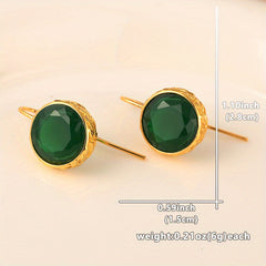 Vintage Bohemian Emerald Earrings - Golden-Plated Green Gemstone for Spiritual Energy & Daily Elegance