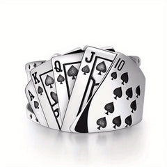 1pc Square Playing Card Men's Ring — Luck, Strategy & Spiritual Gaming Amulet