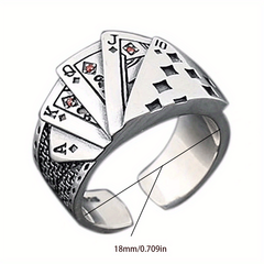 1pc Square Playing Card Men's Ring — Luck, Strategy & Spiritual Gaming Amulet