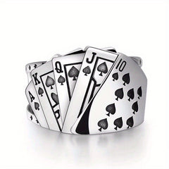 1pc Square Playing Card Men's Ring — Luck, Strategy & Spiritual Gaming Amulet
