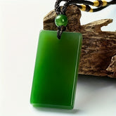 Green Natural Stone Pendant Necklace: Bohemian Retro Unisex Jewelry for Energy Balance & Protection