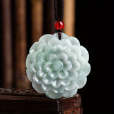 Natural Stone Peony Pendant Necklace – Symbol of Prosperity & Harmony