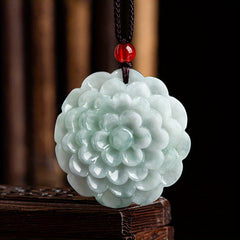 Natural Stone Peony Pendant Necklace – Symbol of Prosperity & Harmony