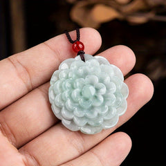 Natural Stone Peony Pendant Necklace – Symbol of Prosperity & Harmony