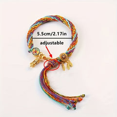 Bohemian Colorful Braided Charm Bracelet — Spiritual Harmony & Positive Energy Talisman
