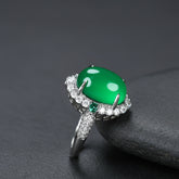 Women's Adjustable Green Agate Ring for Emotional Balance, Heart Chakra Healing, and Natural Beauty