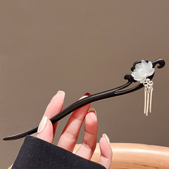Vintage Lotus Hairpin with Tassel - Elegant Wooden Hair Accessory for Daily Elegance & Spiritual Harmony
