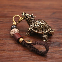 Vintage Bronze Turtle Keychain — Longevity, Protection & Stability Energy Charm