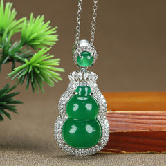 Elegant Artificial Jade Pendant with Diamond Inlay for Modern Harmony and Refined Style