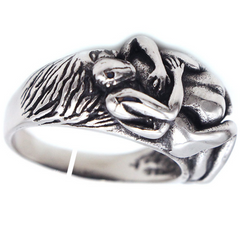 European American Retro Men’s Stainless Steel Masculine Love Hug Ring — Spiritual Energy, Emotional Harmony & Vitality Amulet