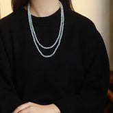 Natural Stone 6Mm Beads Sweater Chain | Floating Color Multi-Circle Jewelry for Women's Daily Wear with Calming Energy