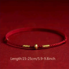 Exquisite Handcrafted Red Black String Amulet with Lucky Golden Beads - Symbol of Love and Friendship