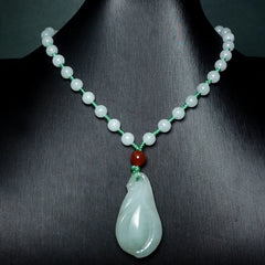 Long Necklace with Natural Stone Trumpet Flower Pendant - Harmony and Spiritual Connection for Men and Women