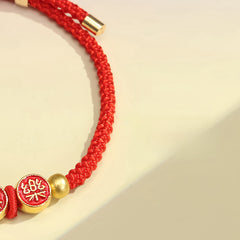 Chinese New Year Woven Bracelet - Peace & Joy Symbols for Lucky Couples & Friends Gift