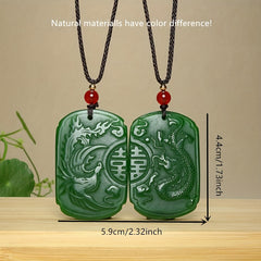 New Pendant 2pcs Natural Stone Dragon & Phoenix - Harmony & Prosperity Energy